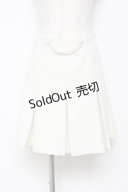 画像1: DearMyLoveRose / パールチェーンツイードプリーツスカート 3L アイボリー Y-25-10-28-137-EL-SK-SZ-ZY