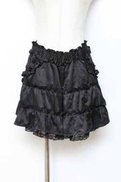 画像1: axes femme / サテンフリルキュロット M 黒 Y-25-10-28-142-AX-PA-SZ-ZY