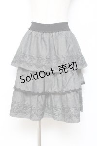 axes femme / 刺繍入ティアードスカート M クロ Y-25-10-28-143-AX-SK-SZ-ZI