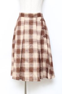 axes femme POETIQUE / チャイナボタンタックスカート M 茶 Y-25-10-28-144-AX-SK-SZ-ZI