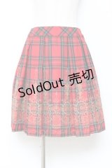 Jane Marple / ウールタータンヴィクトリアンエンブロイダリーのスカート M 赤 Y-25-10-28-145-JM-SK-SZ-ZY