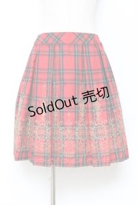 Jane Marple / ウールタータンヴィクトリアンエンブロイダリーのスカート M 赤 Y-25-10-28-145-JM-SK-SZ-ZY