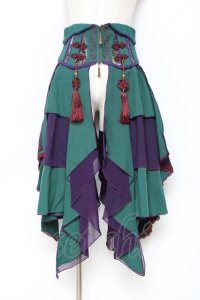 Ozz oneste / 雪化憧コルセットスカート  グリーン×紫 Y-25-10-28-146-OO-SK-SZ-ZY
