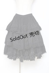 Hoshibako Works / 七色ワルツチュールフリルアンダースカート  黒 Y-25-10-28-149-LO-SK-SZ-ZY