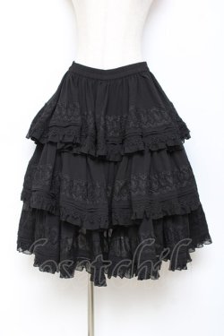画像1: Hoshibako Works / 七色ワルツチュールフリルアンダースカート  黒 Y-25-10-28-149-LO-SK-SZ-ZY