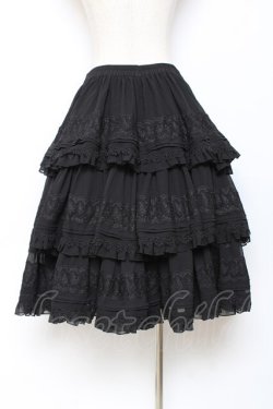 画像2: Hoshibako Works / 七色ワルツチュールフリルアンダースカート  黒 Y-25-10-28-149-LO-SK-SZ-ZY