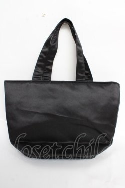 画像2: Maison de FLEUR / チェックリボンサテントートバッグ F ブラック Y-25-10-28-043-LO-BG-SZ-ZY