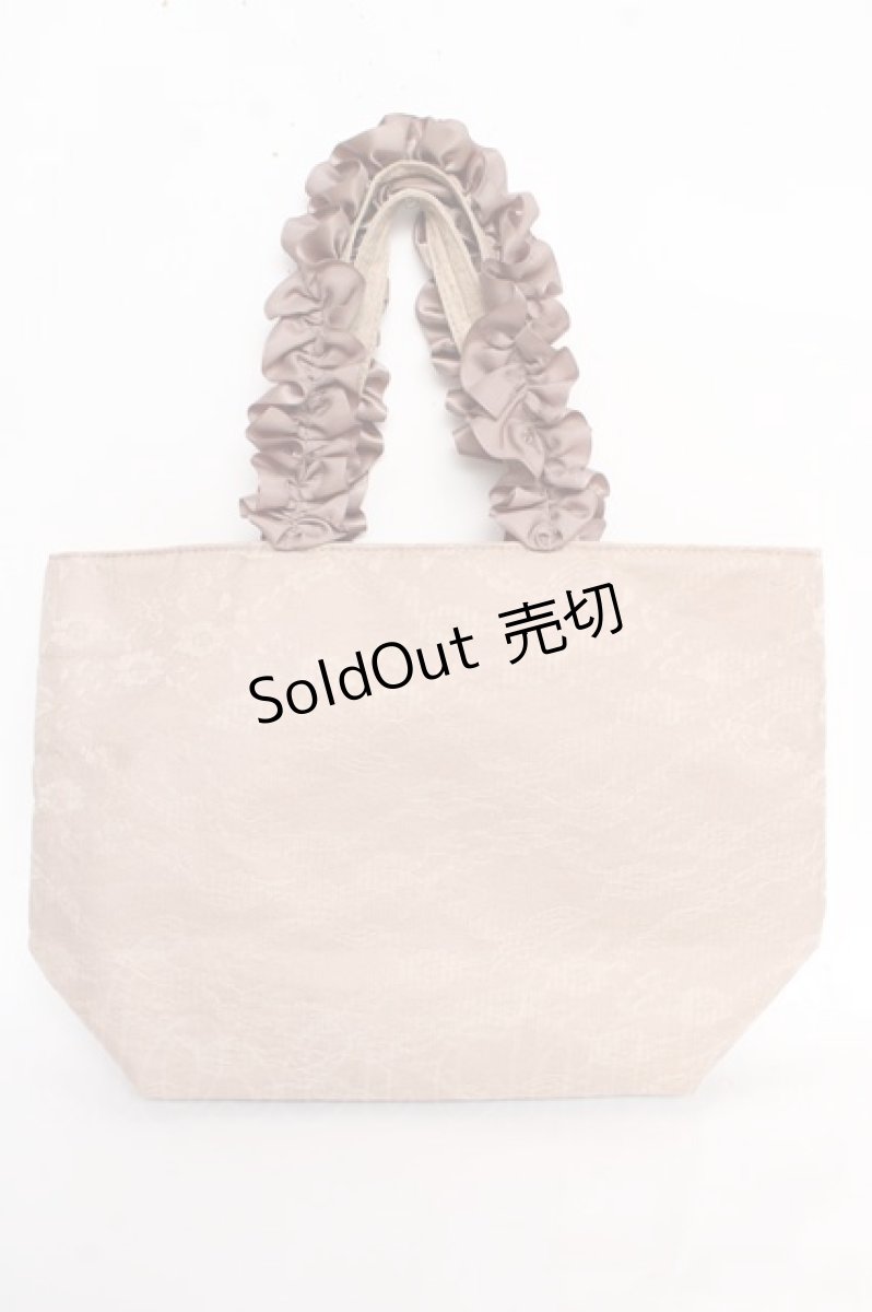 画像2: 【SALE】Maison de FLEUR / レースサテンフリルハンドルトートプチ F ベージュ Y-25-10-28-044-LO-BG-SZ-ZT501 (2)