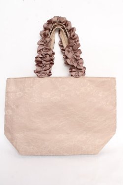 画像2: Maison de FLEUR / レースサテンフリルハンドルトートプチ F ベージュ Y-25-10-28-044-LO-BG-SZ-ZY