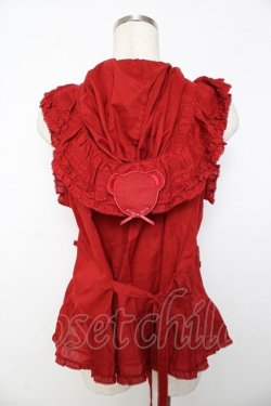 画像2: PINK HOUSE / クマワッペンフード付きノースリーブベスト/ブラウス F 赤 Y-25-10-31-026-LO-BL-SZ-ZY