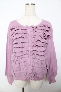 PINK HOUSE / フリルニットカーディガン F パープル Y-25-10-31-030-LO-TO-SZ-ZY