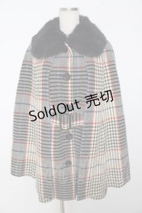 Lois CRAYON / 襟ファーツイードケープコート  アイボリー Y-25-10-31-042-LO-CO-SZ-ZY