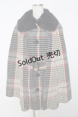 画像1: Lois CRAYON / 襟ファーツイードケープコート  アイボリー Y-25-10-31-042-LO-CO-SZ-ZY
