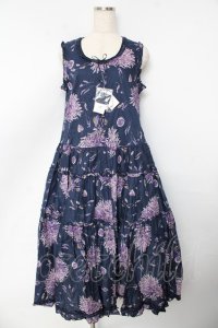 PINK HOUSE / ラベンダープリントノースリーブワンピース F 紺 Y-25-10-31-060-LO-OP-AS-ZY