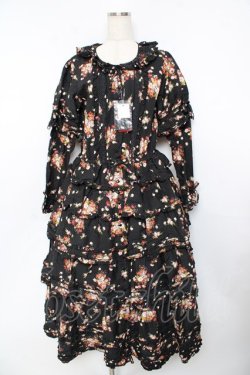 画像1: PINK HOUSE / ブルーミングドット柄襟付きワンピース F 黒 Y-25-10-31-068-LO-OP-AS-ZY