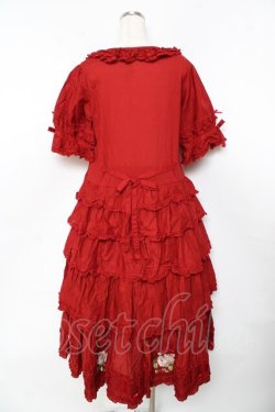 画像2: PINK HOUSE / Berry Rose刺繍入りパッチワーク風ワンピース F 赤 Y-25-10-31-069-LO-OP-AS-ZY