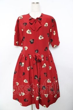 画像1: PINK HOUSE / スコッチテリアワンピース F 赤 Y-25-10-31-072-LO-OP-SZ-ZY