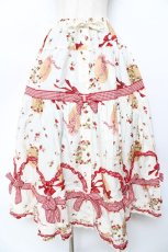 画像1: PINK HOUSE / Straw-berry Hatプリントパッチワークスカート F サックス Y-25-10-31-078-LO-SK-SZ-ZY (1)