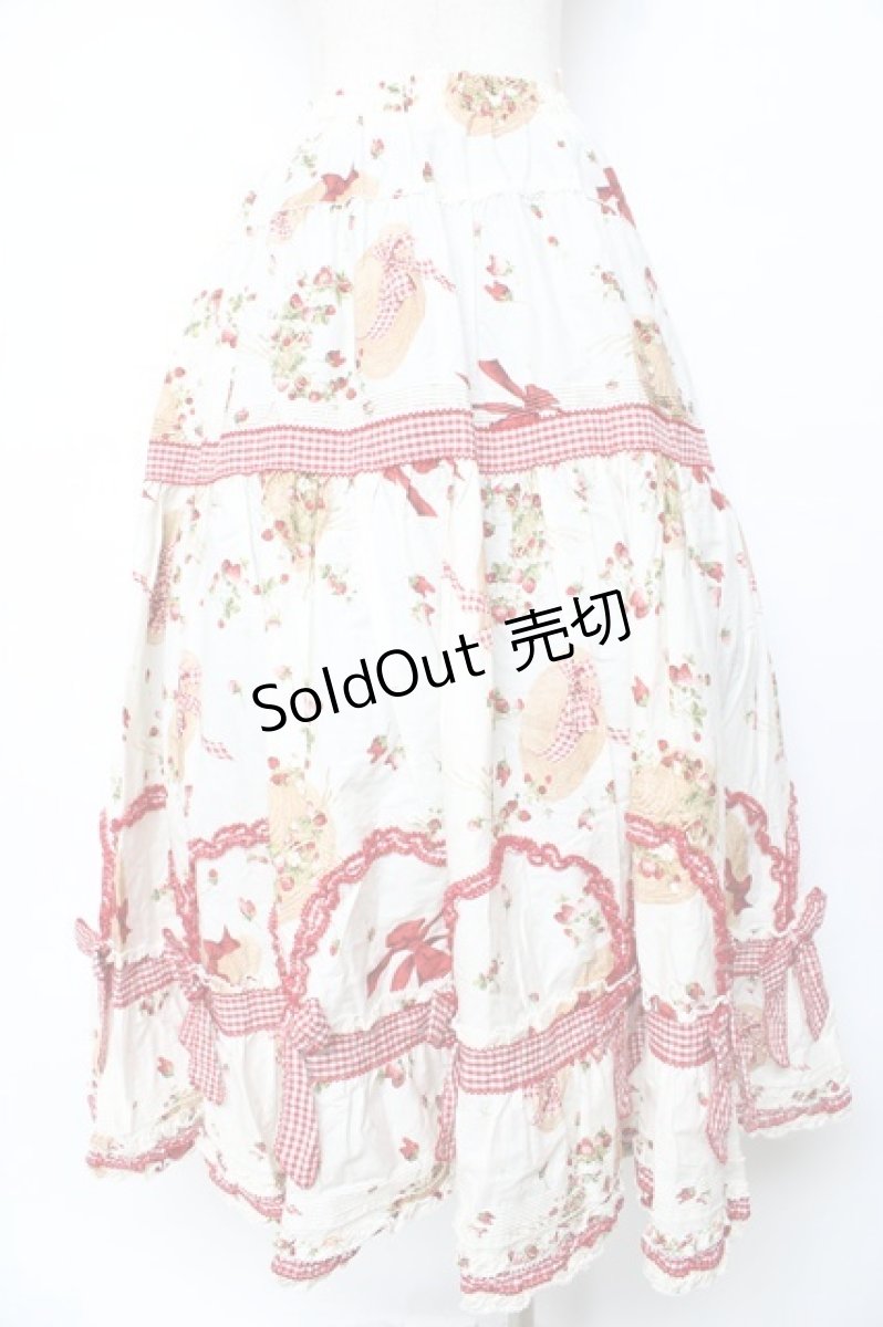 画像2: PINK HOUSE / Straw-berry Hatプリントパッチワークスカート F サックス Y-25-10-31-078-LO-SK-SZ-ZY (2)