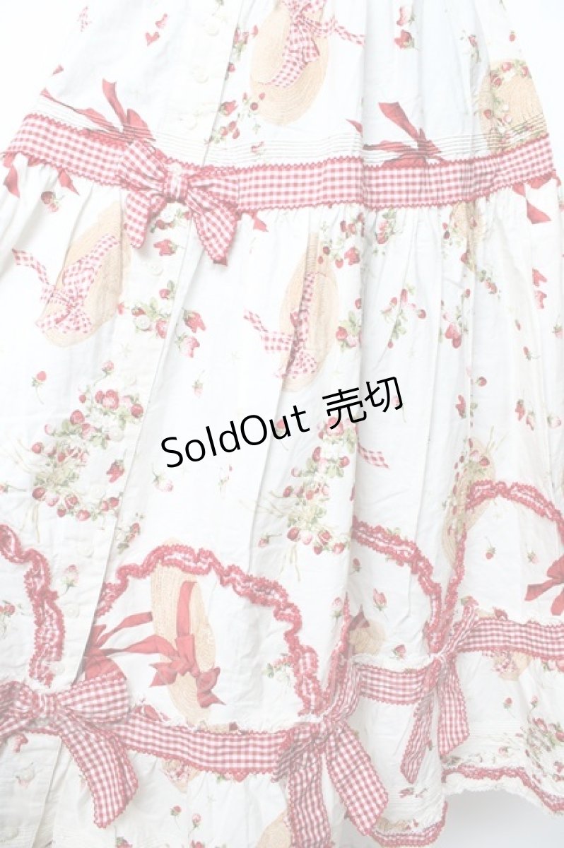 画像3: PINK HOUSE / Straw-berry Hatプリントパッチワークスカート F サックス Y-25-10-31-078-LO-SK-SZ-ZY (3)