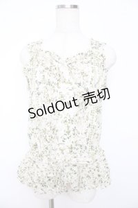 PINK HOUSE / White Cloverプリントノースリーブブラウス F ホワイト Y-25-10-31-080-LO-BL-AS-ZY