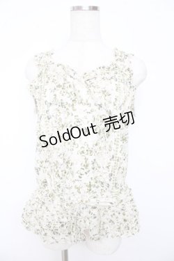 画像1: PINK HOUSE / White Cloverプリントノースリーブブラウス F ホワイト Y-25-10-31-080-LO-BL-AS-ZY