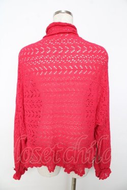 画像2: PINK HOUSE / 透かし編みボレロ風カーディガン F レッド(ダークピンク) Y-25-10-31-024-LO-TO-AS-ZY