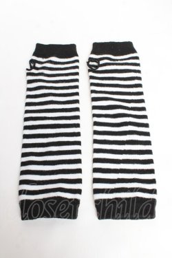 画像1: NOVESSEL / ボーダーアームカバー  黒×白 Y-25-11-01-008-PU-ZA-SZ-ZY