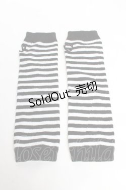 画像1: NOVESSEL / ボーダーアームカバー  黒×白 Y-25-11-01-008-PU-ZA-SZ-ZY