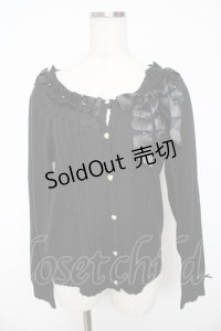 axes femme POETIQUE / フェミニンリボンカーディガン  黒 Y-25-11-01-052-AX-TO-AS-ZY