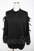 axes femme / 肩あきリボンデザインプルオーバー  黒 Y-25-11-01-053-AX-TO-SZ-ZY