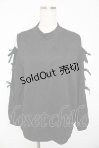 axes femme / 肩あきリボンデザインプルオーバー  黒 Y-25-11-01-053-AX-TO-SZ-ZY