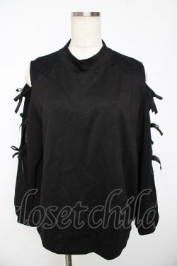 画像1: axes femme / 肩あきリボンデザインプルオーバー  黒 Y-25-11-01-053-AX-TO-SZ-ZY