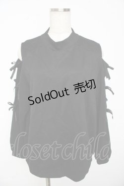 画像1: axes femme / 肩あきリボンデザインプルオーバー  黒 Y-25-11-01-053-AX-TO-SZ-ZY