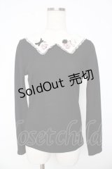 axes femme POETIQUE / 薔薇刺繍入りブラウス風プルオーバー M 黒 Y-25-11-01-054-AX-TO-SZ-ZY