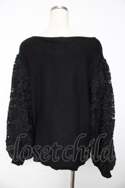 画像2: axes femme / 袖レース刺繍デザインニット L 黒 Y-25-11-01-055-AX-TO-SZ-ZY