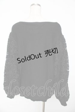 画像2: axes femme / 袖レース刺繍デザインニット L 黒 Y-25-11-01-055-AX-TO-SZ-ZY
