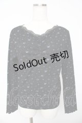 axes femme / 小花プリントリブインナー M 黒 Y-25-11-01-057-AX-TO-SZ-ZY