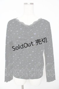 axes femme / 小花プリントリブインナー M 黒 Y-25-11-01-057-AX-TO-SZ-ZY