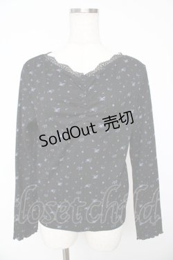 画像1: axes femme / 小花プリントリブインナー M 黒 Y-25-11-01-057-AX-TO-SZ-ZY