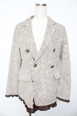 画像1: axes femme / ツイードダブルジャケット  ベージュ Y-25-11-01-059-AX-JA-SZ-ZY