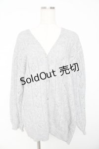 axes femme POETIQUE / ハート透かし編みニットカーディガン  グレー Y-25-11-01-060-AX-TO-SZ-ZY