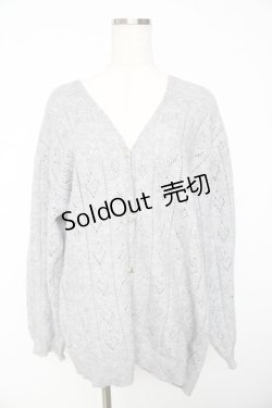 画像1: axes femme POETIQUE / ハート透かし編みニットカーディガン  グレー Y-25-11-01-060-AX-TO-SZ-ZY