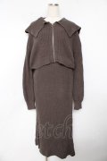 axes femme / ジップ付きニット×ニットワンピース  グレー Y-25-11-01-062-AX-OP-SZ-ZY