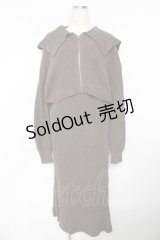 axes femme / ジップ付きニット×ニットワンピース  グレー Y-25-11-01-062-AX-OP-SZ-ZY