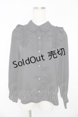 axes femme / 花リボンブローチ付きブラウス M 黒 Y-25-11-01-064-AX-BL-SZ-ZY