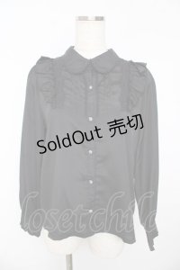 axes femme / 花リボンブローチ付きブラウス M 黒 Y-25-11-01-064-AX-BL-SZ-ZY