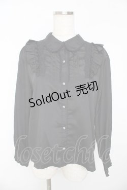 画像1: axes femme / 花リボンブローチ付きブラウス M 黒 Y-25-11-01-064-AX-BL-SZ-ZY