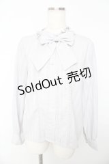 axes femme kawaii / ストライプリボンブラウス M グレー Y-25-11-01-065-AX-BL-SZ-ZY