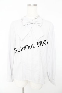 画像1: axes femme kawaii / ストライプリボンブラウス M グレー Y-25-11-01-065-AX-BL-SZ-ZY